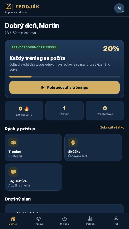 Screenshot aplikácie Zbroják